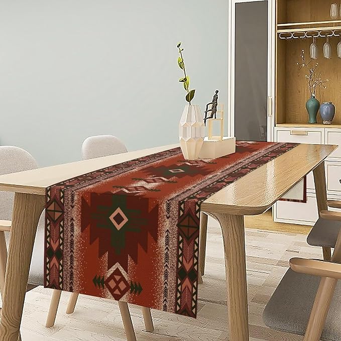Aztec Table Runner Southwestern Ethnic Style Geometric Navajo Tribe Abstract - Image 3