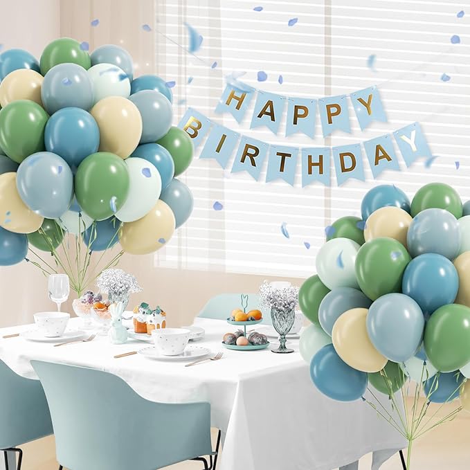 60pcs Blue and Green Balloons - Image 6