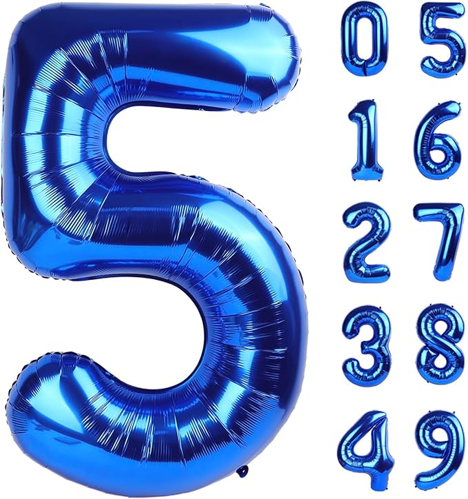 Big Mylar Navy Blue 5 Balloon 40 Inch, 5th Birthday Number Balloon Decorations by Upgesy