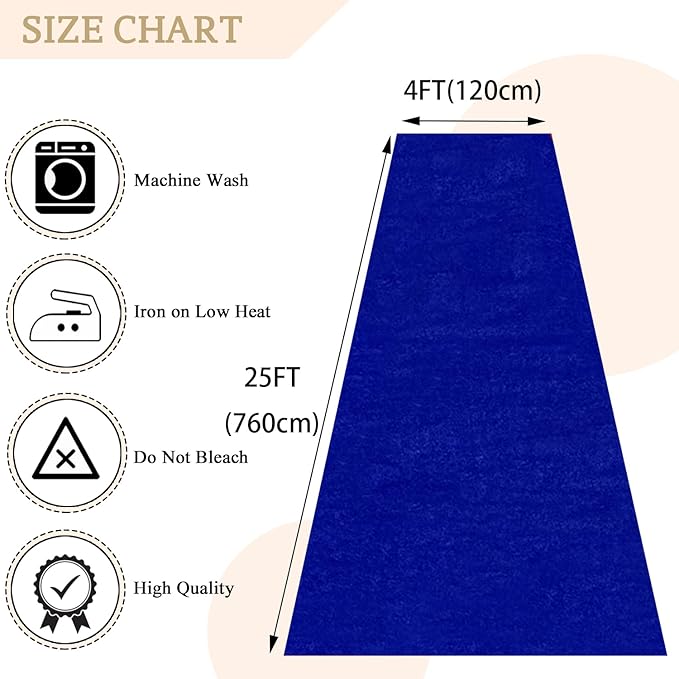 MODFUNS Royal Blue Aisle Runner Wedding Runner Aisle 4x25ft Velvet Fabric - Image 2