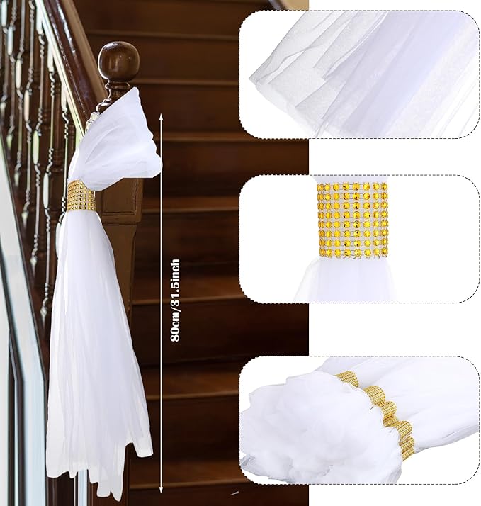 24 Set Wedding Aisle Chair Decorations 31.5 Inch Pew Bows - Image 2
