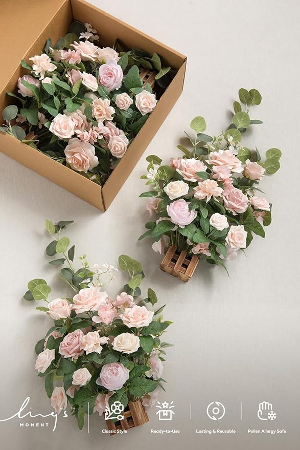 Ling's Moment 17.5" Tall Standing Artificial Flowers Arrangements 4 pcs Wedding - Image 7