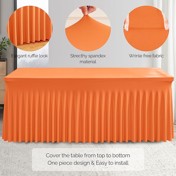 Wish Care 2 Pack Orange Spandex Table Clothes - Image 2