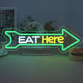 Looklight Eat Here Arrow Neon Sign Dimmale Neon Lights by LooklightNeonSign
