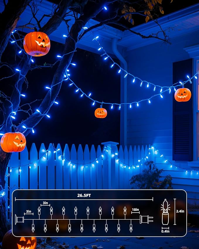 Brightown Blue Christmas Mini String Lights, 100-Count 26.5ft Incandescent Bulb - Image 2