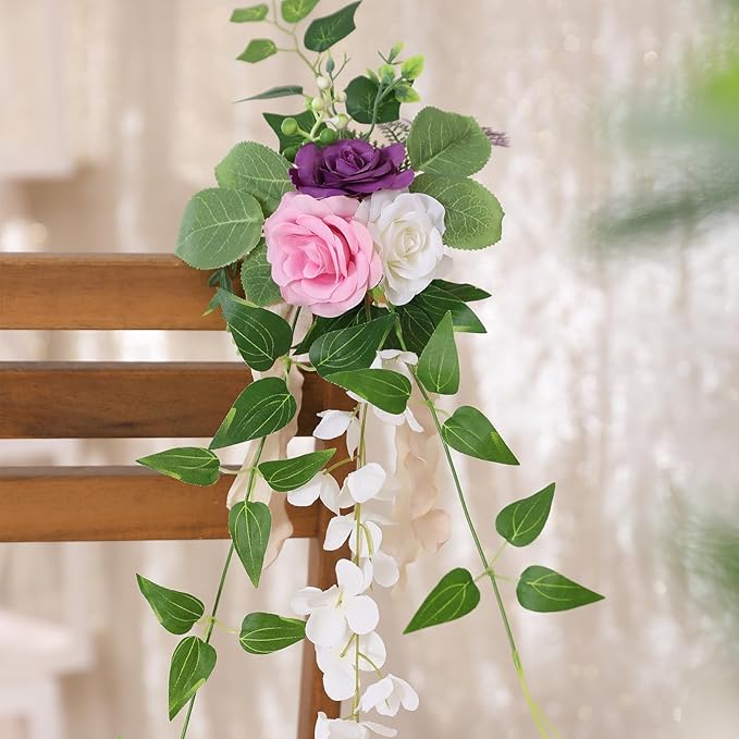 Wedding Aisle Decorations Set of 10 Chair Back Flowers Floral Pew Wedding - Image 6