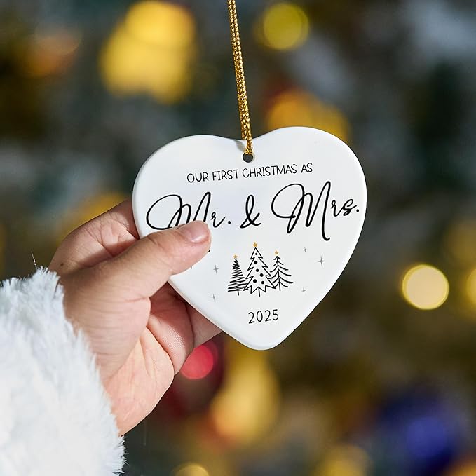 Wedding Gifts for Couples 2025, First Christmas Married Ornament 2025 Mr and - Image 5