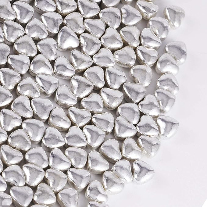 Kasvan Silver Heart Shapes Sprinkles by KASVAN