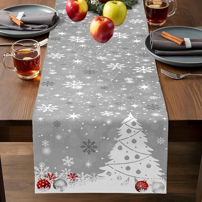 Christmas Snowflakes Cotton Linen Table Runner - Image 7