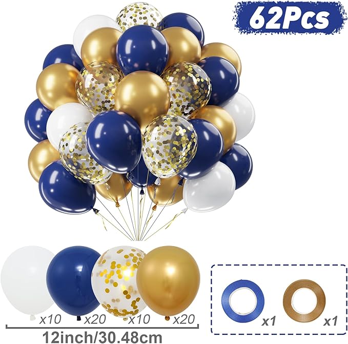 Netnology Navy Blue Gold Balloons Set - Image 2