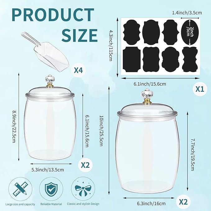 4 Pcs 64 oz 90 oz Candy and Cookie Jar - Image 2