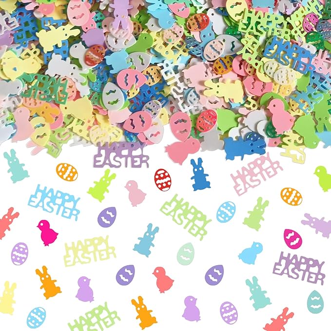 2000Pcs Easter Table Confetti, Bunny Rabbit Egg Chicken Shape Glitter Metallic by Rvdxur