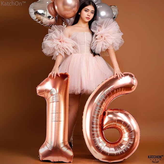 KatchOn, Rose Gold 16 Balloon Numbers - Image 8
