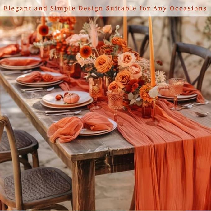 Orange Cheesecloth Table Runner 20 Pack 10FT Boho Fabric Rustic Cheese Cloth - Image 7