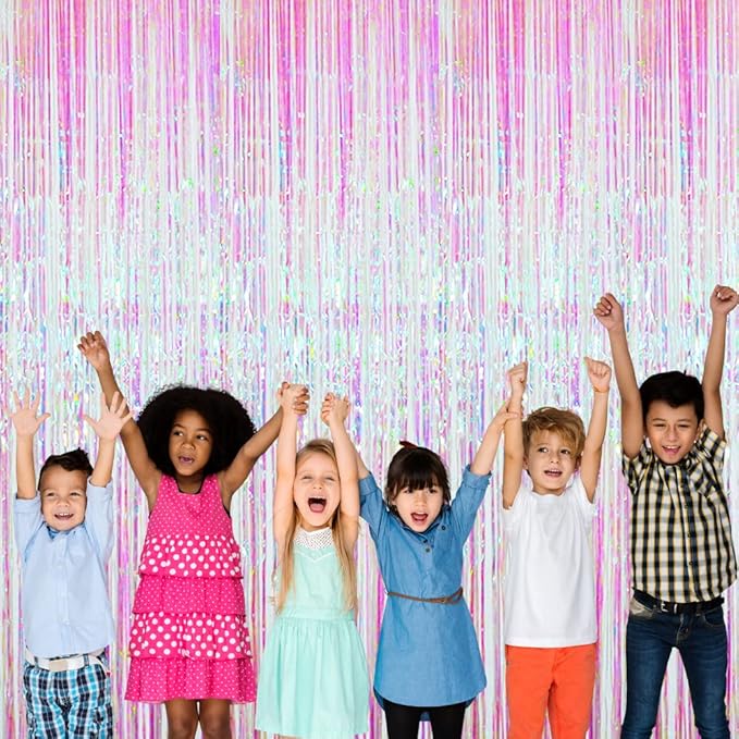 GOER 6.4 ft x 9.8 ft Metallic Tinsel Foil Fringe Curtains, Graduation - Image 4