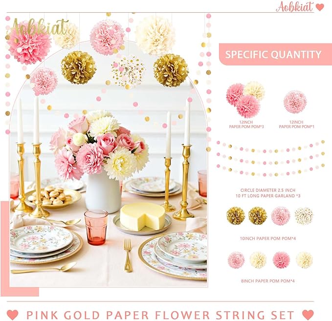AOBKIAT Wedding Baby Shower Decorations Set, Circle Dots Colorful Paper Garland - Image 7