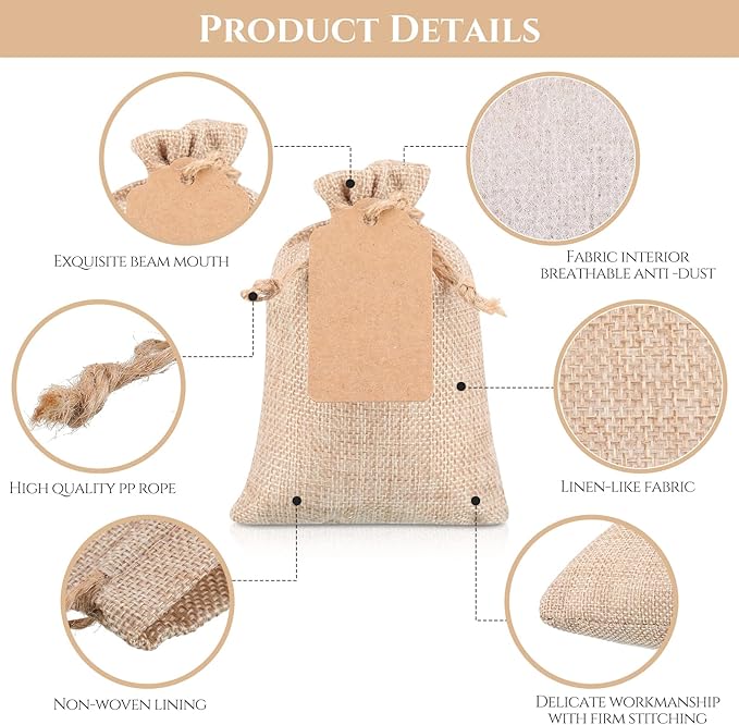 Woanger 100 Pcs Burlap Gift Bags - Image 3
