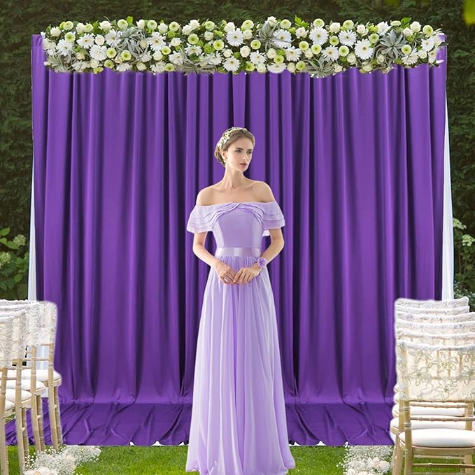 2 Panels Purple Backdrop Curtain, 10 x 10 Feet Background Curtains - Image 5