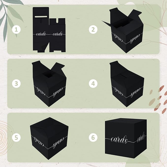 QIKSION Black Wedding Card Box, Wedding Reception, Graduation, Baby Shower - Image 7