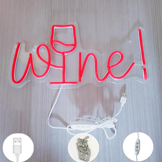 Acrylic Wine Neon Sign for Wall or Window Background Decor, LED Dimmable Bar - Image 7