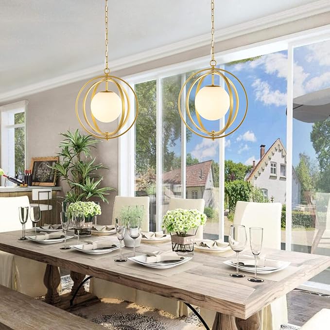 Gold Orb Chandelier 1 Light Globe Pendant Light Fixtures - Image 2