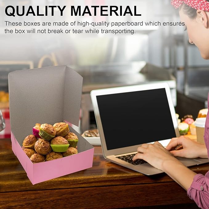 MT Products Pink Cupcake Boxes 8" x 8" x 3" - Image 5