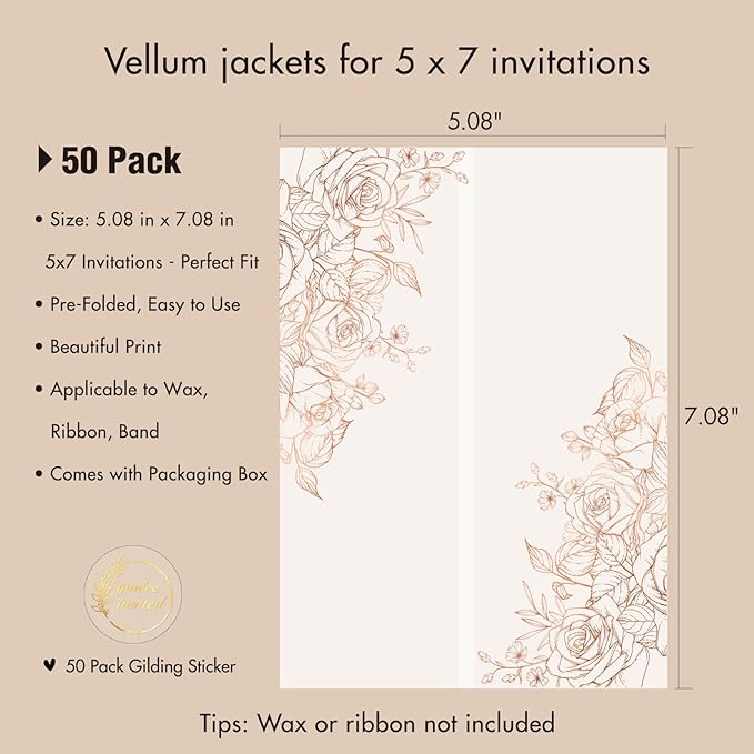 50 Pack Pre-Folded Vellum Jackets - Image 2