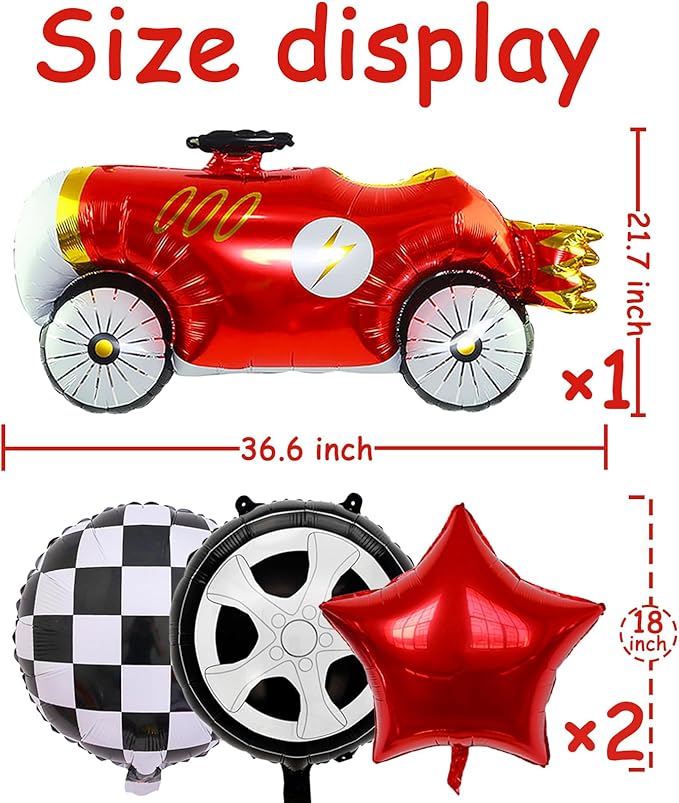 7 Pcs Vintage Race Car Balloon Set, Racing Theme Birthday Party Baby Shower - Image 6