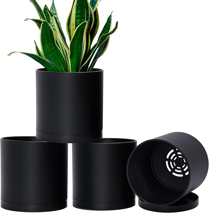 D'vine Dev 4 Pack 6.5 Inch Modern Plastic Plant Pots, Small Garden Planters by DvineDevPlanterPotsandStand