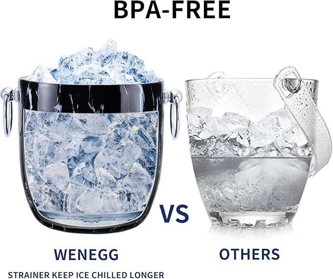 Ice Bucket with Lid, Tongs and Strainer - Image 4