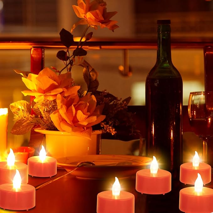 LED Tea Lights Candles- 50PACK Red Flameless Candles Realistic and Bright - Image 4