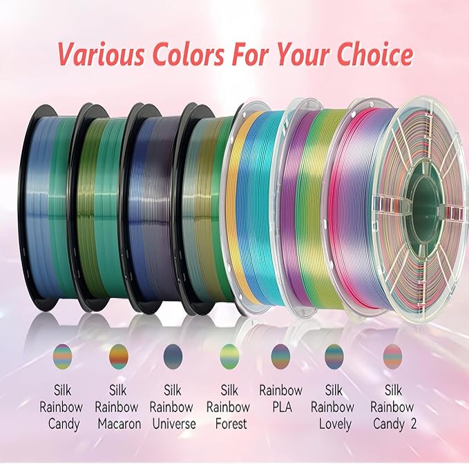 Kingroon Rainbow PLA 3D Printer Filament, 16kg Bundle, Color Changing, ±0.03mm - Image 3