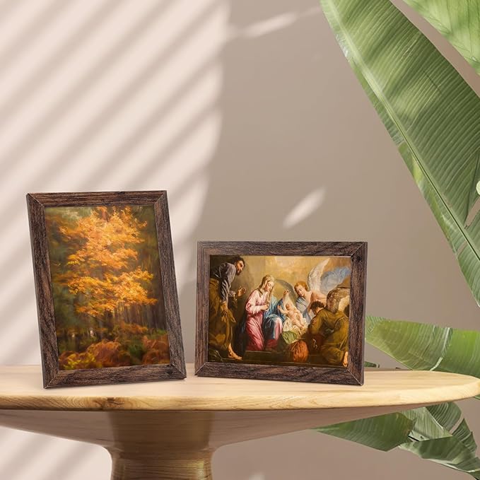 PETAFLOP Wooden Bulk 5x7 Picture Frame Set of 18, Rustic Brown Photo Frames - Image 3