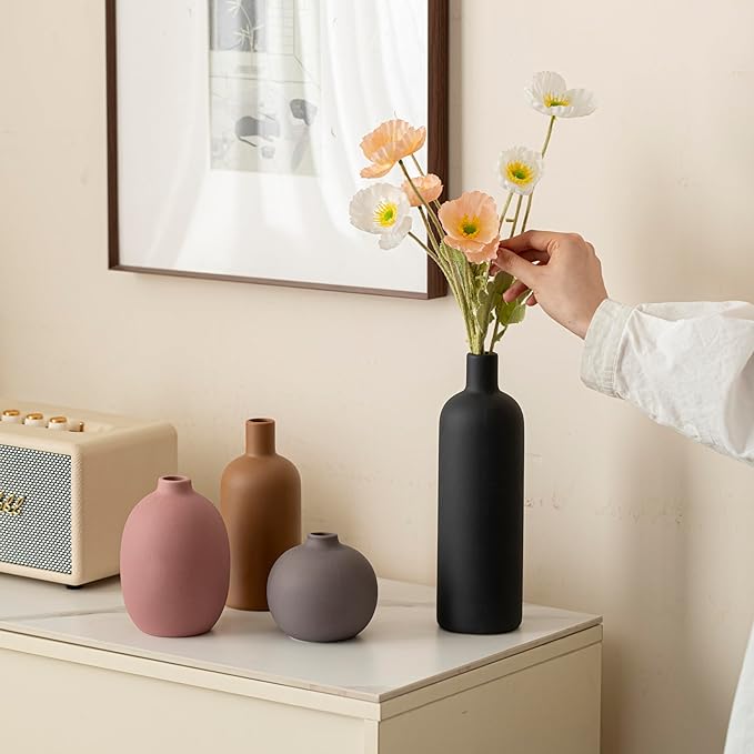 Modern Ceramic Vase Set, Neutral Colors, Decorative Vases - Image 4