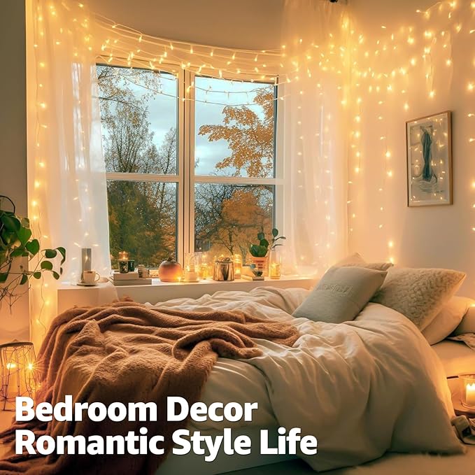 Connectable Warm White String Lights Indoor Bedroom, 8 Modes Christmas String - Image 6