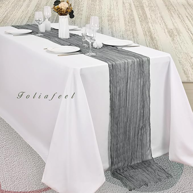 12 Pack Gray 10FT Cheesecloth Table Runner Rustic Gauze Fabric Cheese Cloth - Image 4