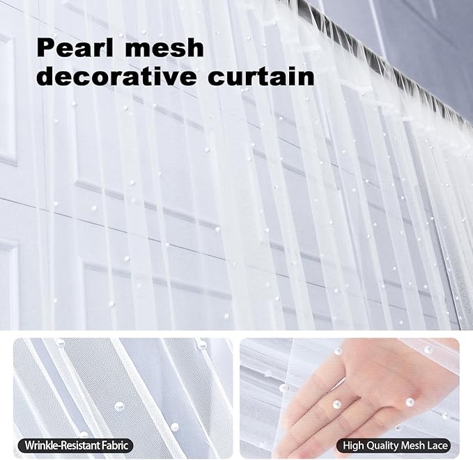 10 x 10 FT Pearl White Tulle Backdrop Curtain - Image 5