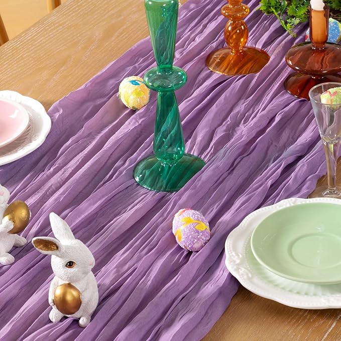 Lavender Purple Cheesecloth Table Runner Fall Table Runner Boho Gauze 120 - Image 2