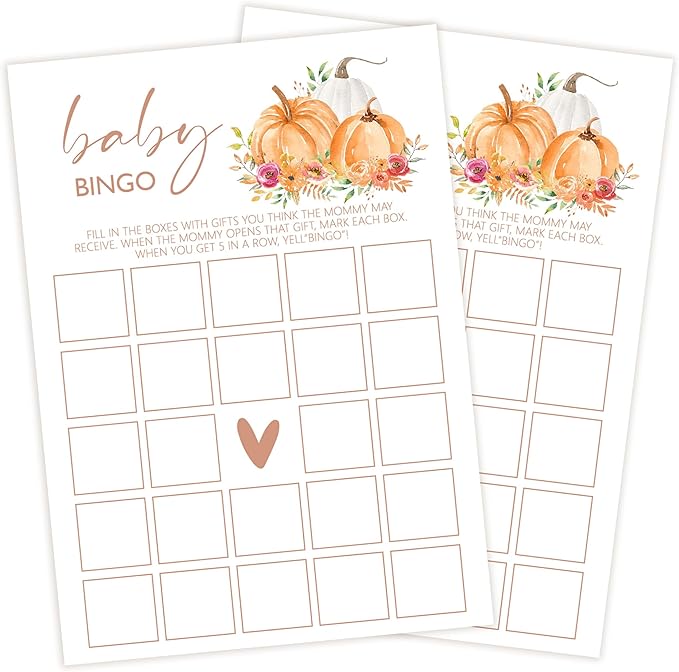 Baby Shower Games: Thanksgiving Bingo, Gender Reveal Party Decorations by Cazhes