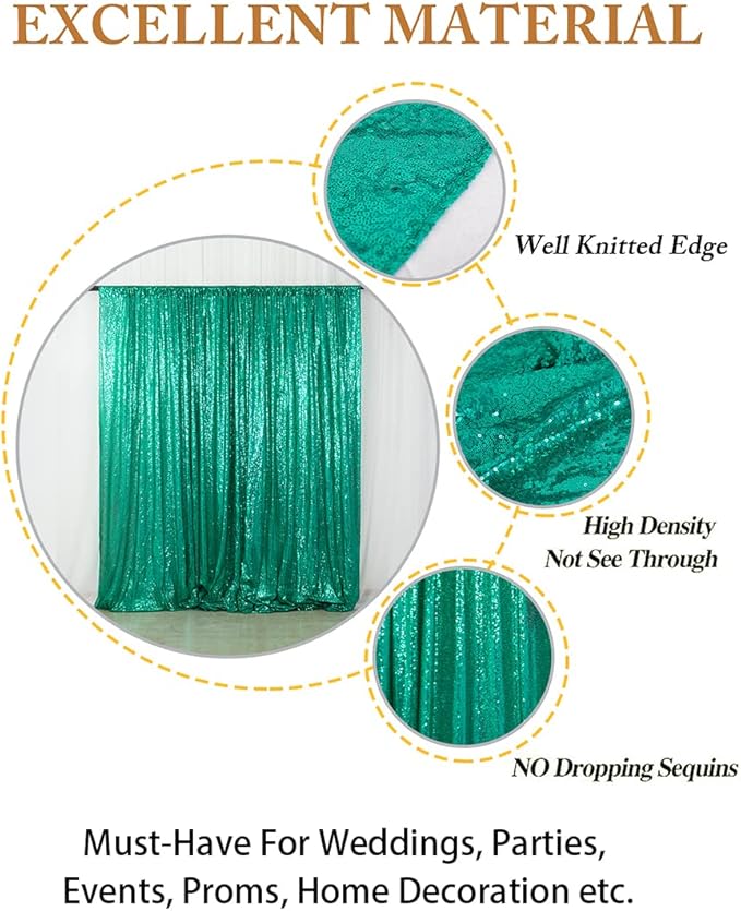 ShinyBeauty 10x10FT Green Sequin Backdrop | Grinch Christmas Photo Background | - Image 4