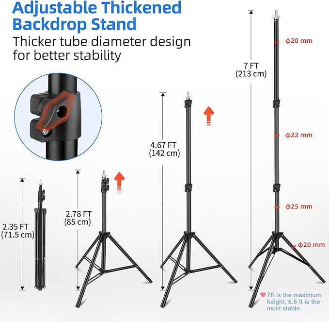 Hemmotop Photo Backdrop Stand, 10x7 ft Background Stand - Image 2