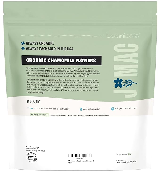J Mac Botanicals, Organic Chamomile Flowers, Certified USDA Organic. Whole - Image 9