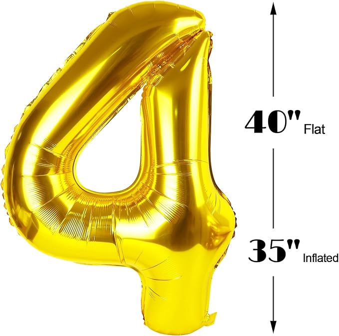 40 Inch Gold Large Number 24 Birthday Balloon, Giant Number 24 Balloons - Image 3