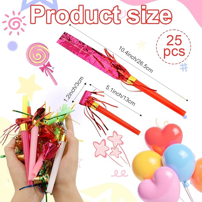 Party Blowers, Party Blowouts, Party Noise Makers Horns, Fringed Birthday - Image 2