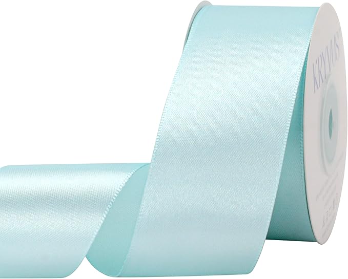 Light Blue Satin Ribbon 1-1/2 inch X Continuous 25 Yards, Single Face Polyester by Kryvusribbon