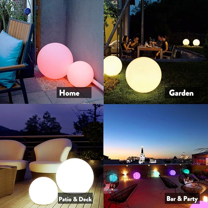 Mr.Go 20-inch Rechargeable LED Ball Light, Waterproof Outdoor Globe Lights - Image 5