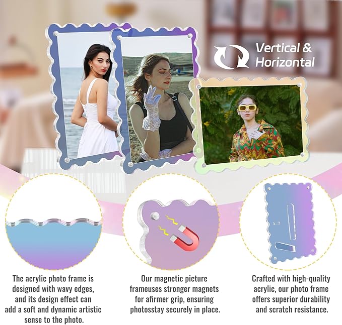 Acrylic Picture Frames 3 Pack 5x7 inch Scalloped Iridescent - Image 7