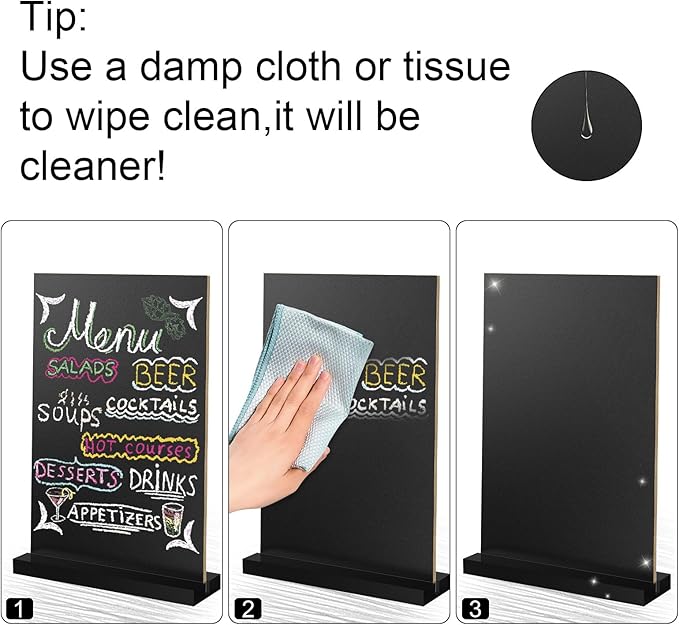 EHWINE Mini Chalkboard Easel Sign Set, 8 Pack 6x8 Inch Wooden Boards - Image 3
