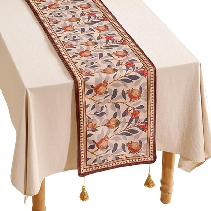 patdrea Designer Vintage SaddleBrown Linen Table Runner 71 Inch Long, by Welcometopatdrea