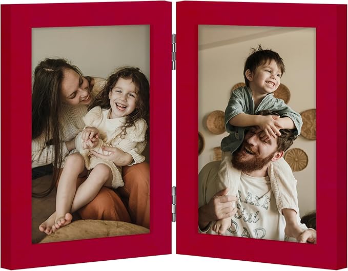 decorUhome Double 4x6 Picture Frame Vertical, Engineered Wood Bifold Photo Frame by decorUhome